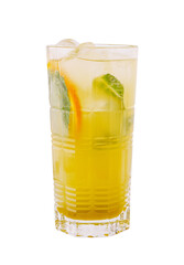 Refreshing summer cocktail with citrus and mint served in a tall glass