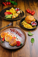 Cozy spot with tasty burgers, skewers, and gourmet pancakes