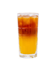 Refreshing iced tea blend served in a tall glass with ice cubes
