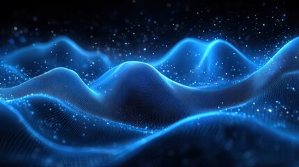 Abstract Blue Tech Wave with smooth flowing shapes and dynamic futuristic digital background for technology projects