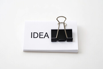 Black Binder Clip on White Flash Cards Spelling Idea