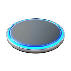 Wireless Charging Pad with Glowing Edge Isolated on White Background