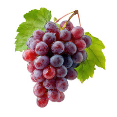 Fototapeta premium Fresh Bunch of Grapes with Stem Isolated on White Background