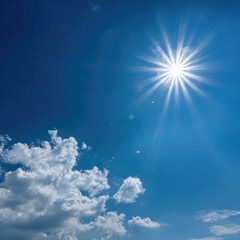 Bright sunburst through partly cloudy sky