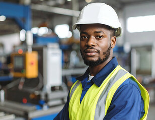 Safety violation concept- worker without helmet near dangerous machine