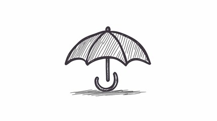 Hand-drawn illustration of an umbrella.