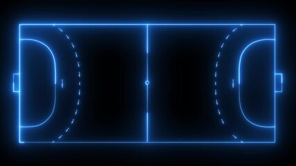 Handball court  icon animation on black background. futuristic digital icon video of a high-tech Handball court . - Powered by Adobe