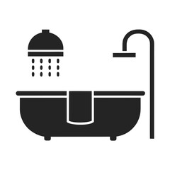 Bathtub and Shower icon silhouette vector illustration