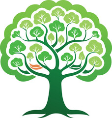 Obraz premium Floral Tree with Swirling Green Leaves Vector 