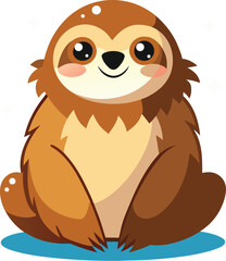 Obraz premium Cute Sloth with Big Smile Vector 