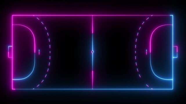 Handball court  icon animation on black background. futuristic digital icon video of a high-tech Handball court .
