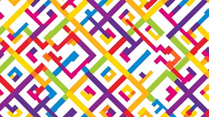 Colorful geometric pattern of intersecting lines and shapes.