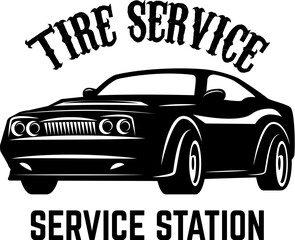 Fototapeta premium Repair service, car rental. Design element for logo, label, sign, poster, t shirt. Vector illustration