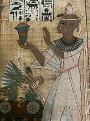 Ancient Egyptian artifacts, including burial chambers, sarcophagi, and historical carvings, are...