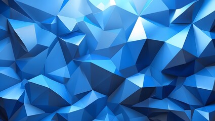 Fototapeta premium Abstract blue polygon background with geometric shapes and bright light effect