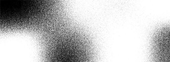 Grunge halftone gradient background. Faded grit noise texture. White and black sand wallpaper. Retro pixelated backdrop. Anime or manga style comic overlay. Vector graphic design textured