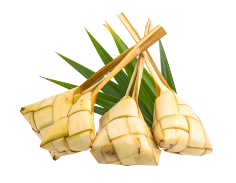 Ketupat against black backdrop with palm