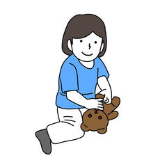ぬいぐるみを持つ子供イラスト