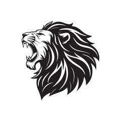 lion vector silhouette clip art logo design illustration. roaring head face collections.