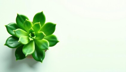 Vibrant green succulent, isolated on white Lush, healthy leaves , leaf, isolated plant