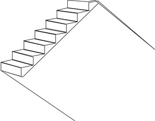 Single line Stairway symbol to reach achievement. The step up to be successful of business. Staircase vector icon isolated on transparent background. Vector Illustration