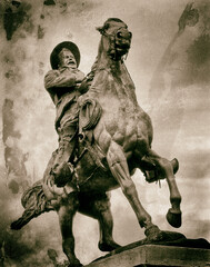 statue de Pancho Villa sur son cheval, Hidalgo Del Parral Mexique.