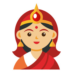 Stylized indian woman wearing traditional sari and ornaments