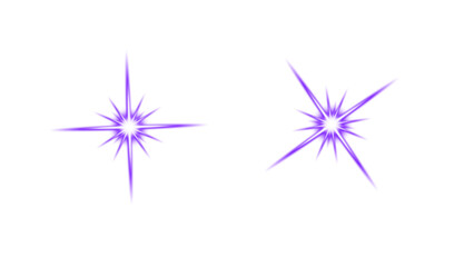 shining purple star burst light effect set for glitter, lens flare & sparkle designs