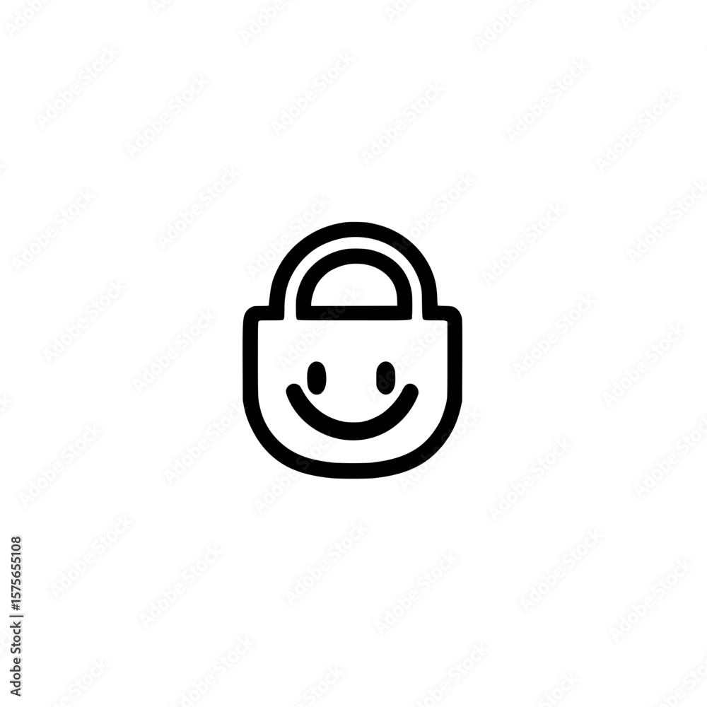 Poster secure smiling lock icon for encryption privacy protection and digital security design
