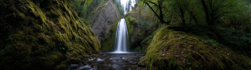 Obraz premium Majestic waterfall view columbia river gorge hdr panoramic 360 degrees nature scene