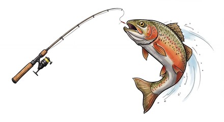 Fishing rod and jumping trout