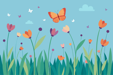 flowers and butterflies
