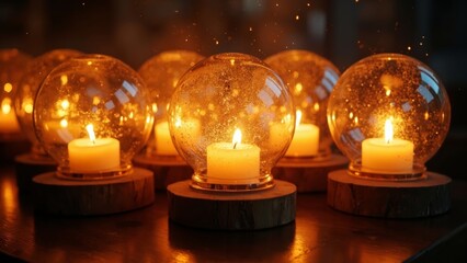 The warm light of glass ball candles