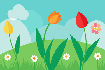 oft-green-grassland-with-colorful-tulips--daisies