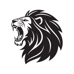 lion vector silhouette clip art logo design illustration. roaring head face collections.