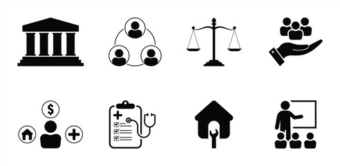 Social Policy and Public Service Icon. Vector Illustration