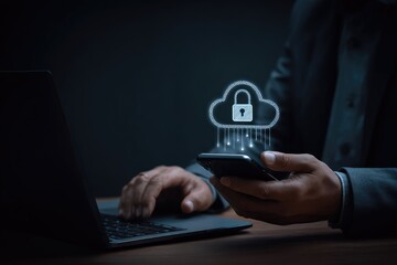 Businessperson secures cloud data via phone