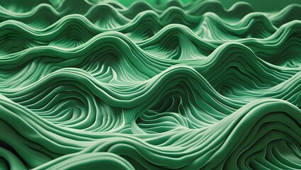 Abstract green wave patterns in an organic, flowing arrangement, with subtle depth