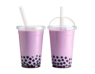 Two cups of taro bubble tea