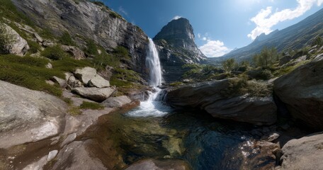Majestic waterfall adventure nature's beauty 360 degrees hdr panorama scenic viewpoint