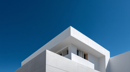 Minimalist White Building with Clean Geometric Lines