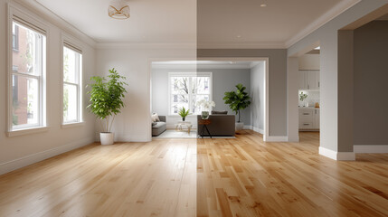 Room Makeover Comparison Showing Renovation Progress