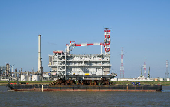 Transformer station being transported for a new Dutch offshore windfarm