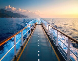 Fototapeta premium Cruise ship deck at sunrise