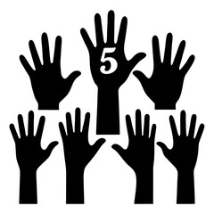 Hands counting black vector icon on white background.