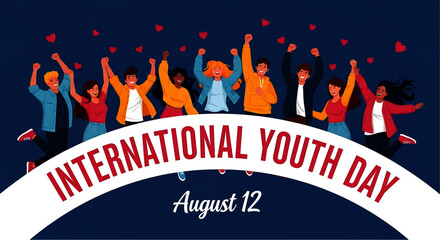 Diverse Group of Young People Celebrating International Youth Day Together