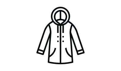 Simple line art icon of a hooded parka jacket or coat