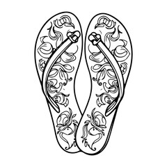 slippers decoration sketch vector illustration isolated on white background ai generated