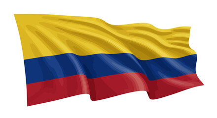 Fototapeta premium Waving Colombian flag with yellow blue and red horizontal stripes