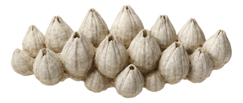 Cluster of barnacles with conical shells and chalky appearance